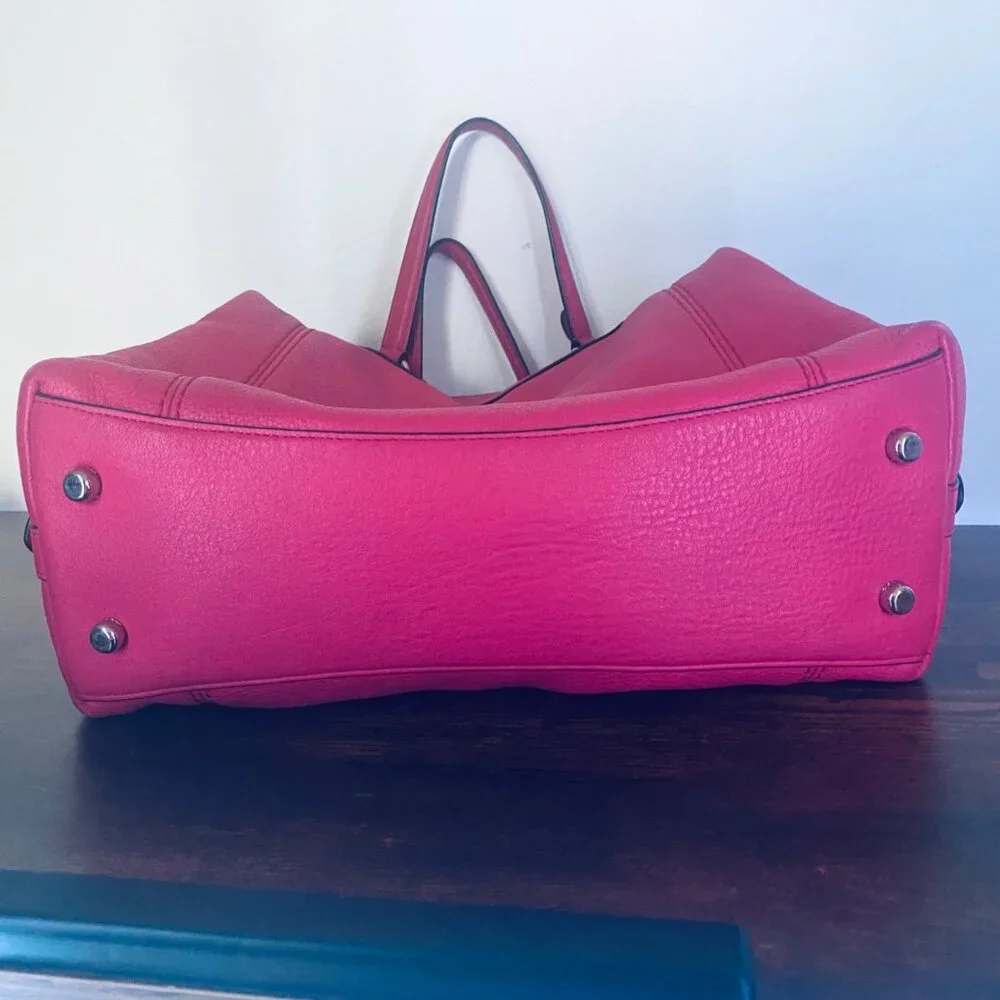 Coach Fuchsia Pink Pebbled Leather Lenox Tote Bag With Detachable Strap - Picture 15 of 16